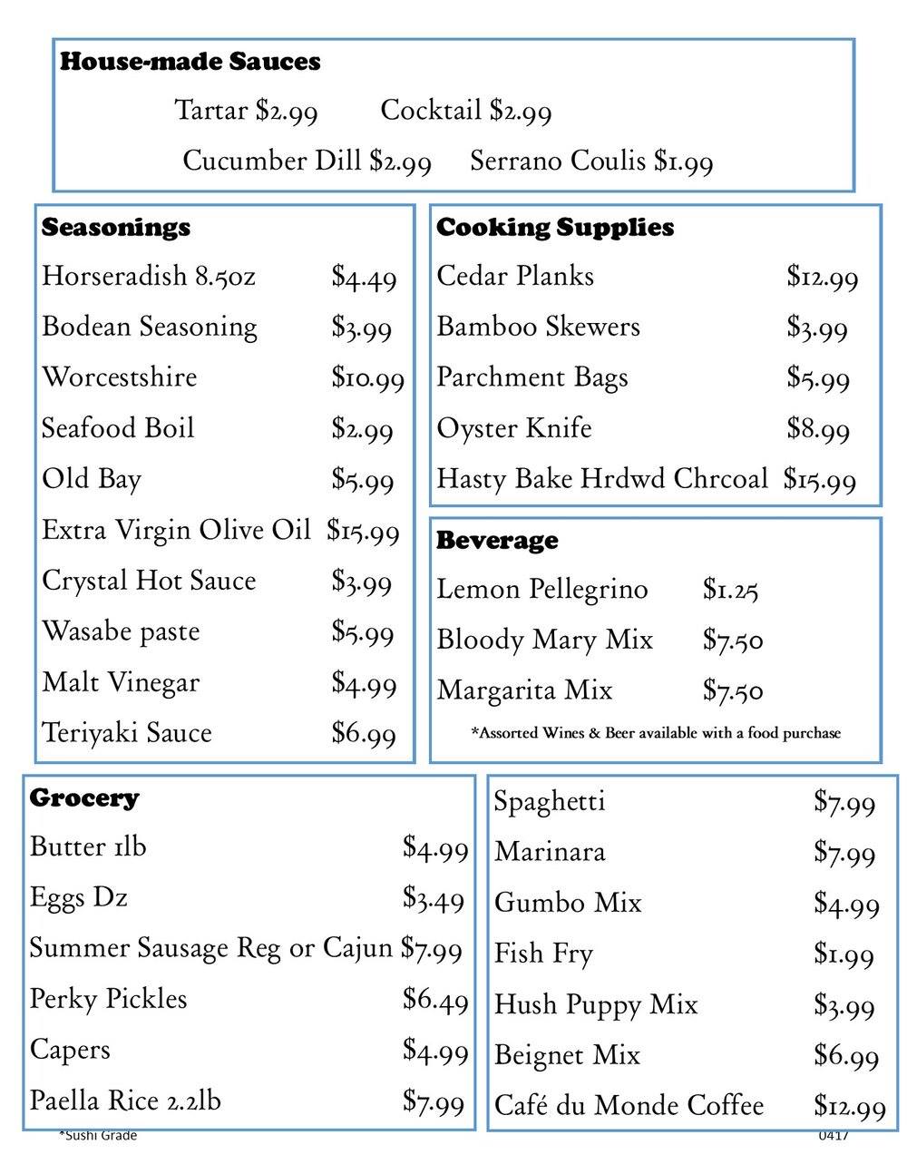 Bodean Menu