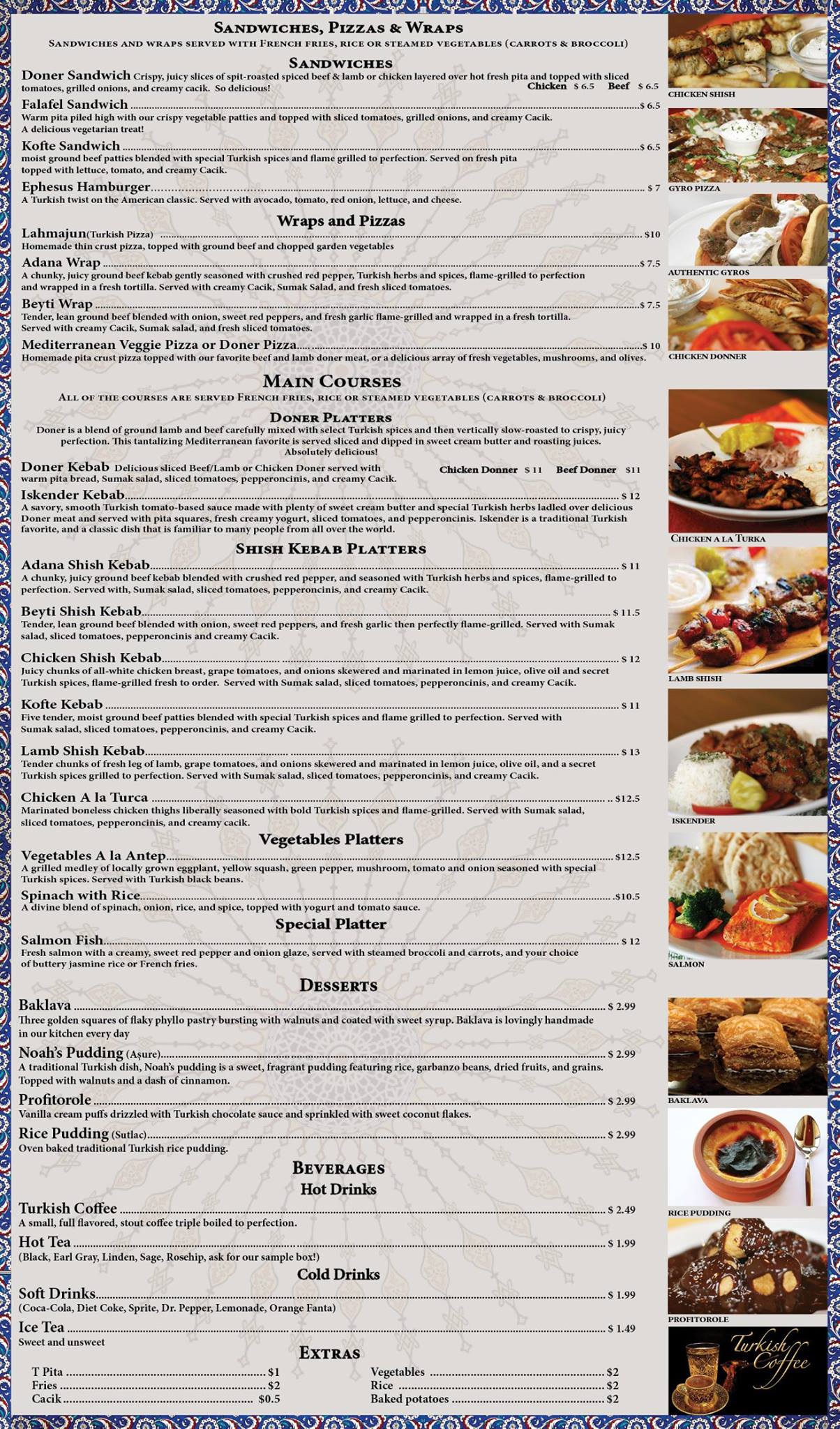 Istanbul Mediterranean Restaurant Menu