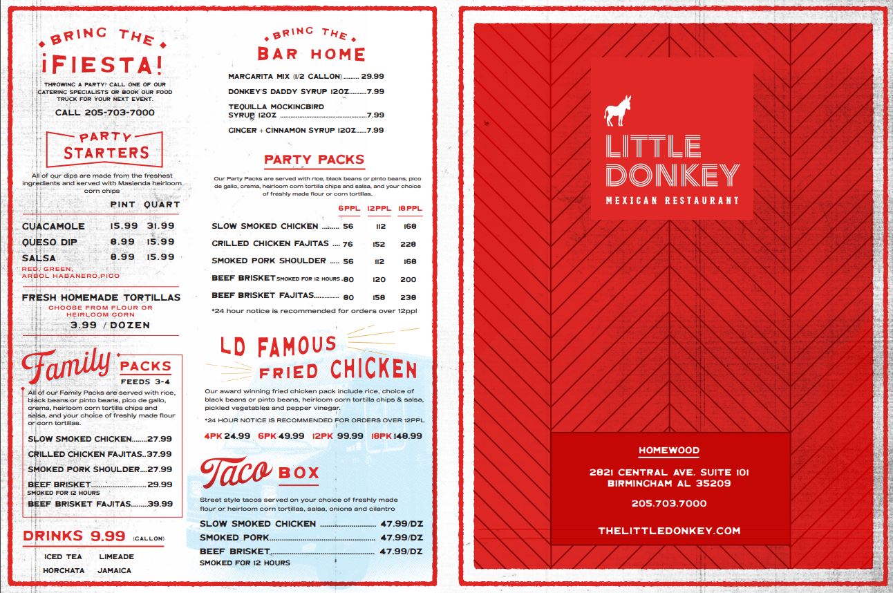 Little Donkey Méxican Restaurant Menu