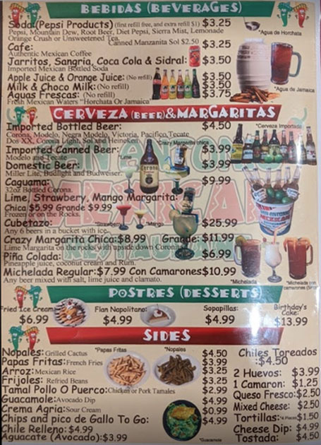 San Antonio Authentic Mexican Restaurant Menu