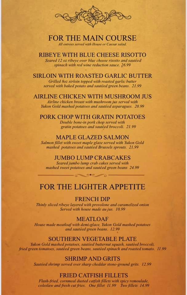 The Miller House Menu