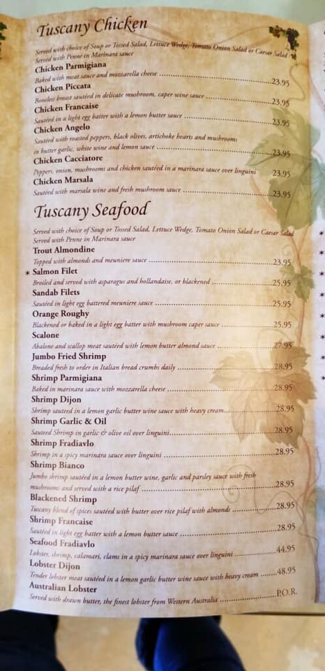 Tuscany Grill Menu